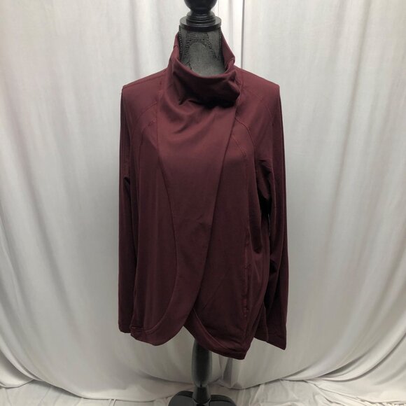 Rae Mode Burgundy Cowl Neck Wrap Cardigan Womens Size 3XL Stretch Jacket NEW - Picture 1 of 8